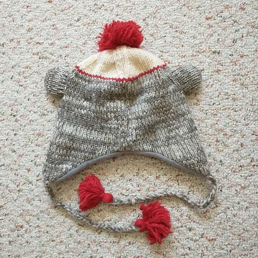 Nirvana Designs Ear Flap Hat Teen Child OS Multicolor Wool Lined Handmade Nepal